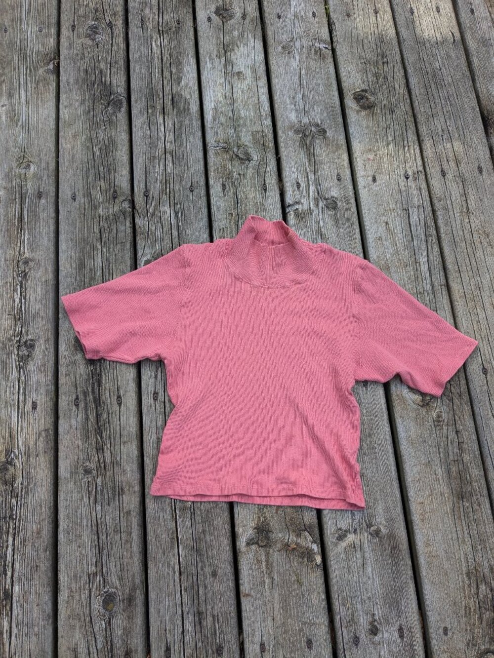 Big Bud Press Pink Mock Neck Cotton Women's Medium Top
